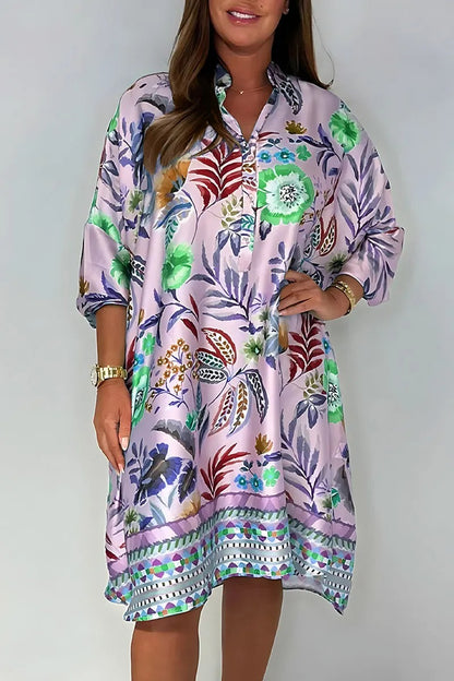 Women's V-neck Printed Casual Dress Fashion Trends