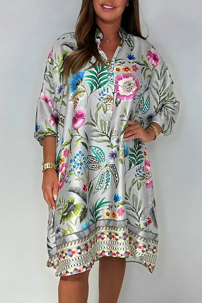 Women's V-neck Printed Casual Dress Fashion Trends