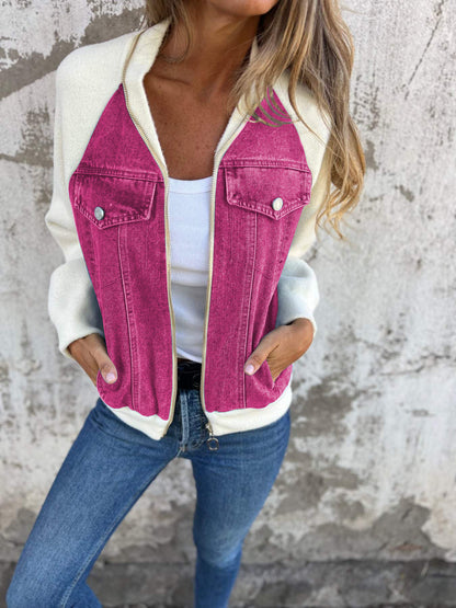 Women Winter Casual V-neck Zipper Jacket