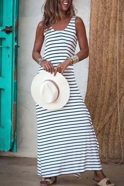 Women's Casual Everyday Striped Sleeveless Knit Dress