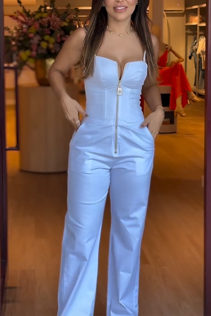 Women's Sexy Off-shoulder Zipper Jumpsuit