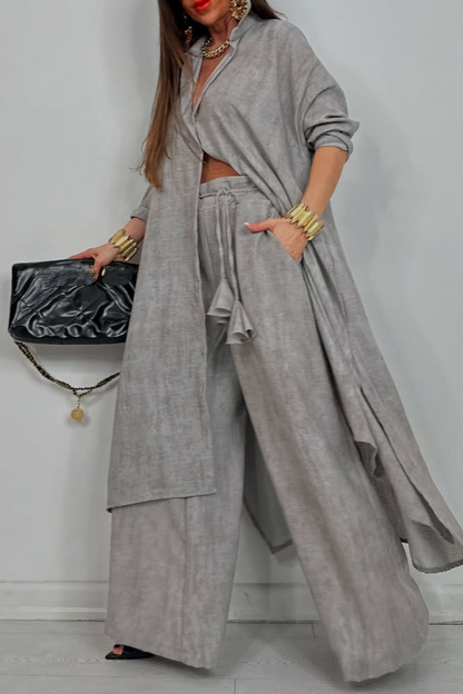 Women's V-neck Irregular Top + Drawstring Pants Casual Suit