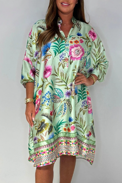 Women's V-neck Printed Casual Dress Fashion Trends