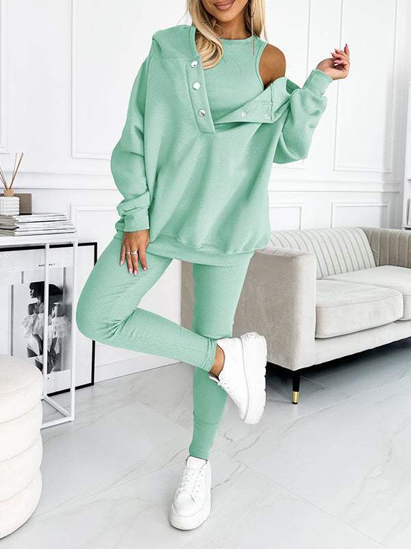 Women Fall&Winter Hooded Casual and Comfortable Sweatshirt Suit