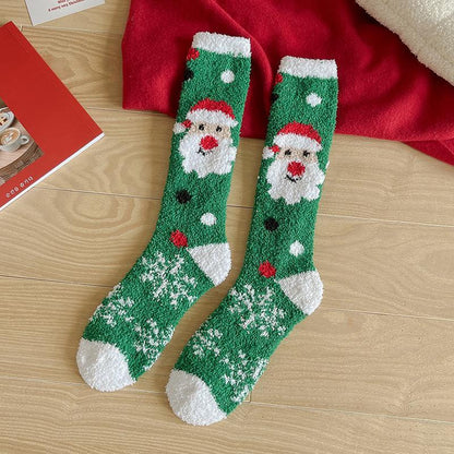 Women's Christmas Non-shedding thickened coral fleece stockings