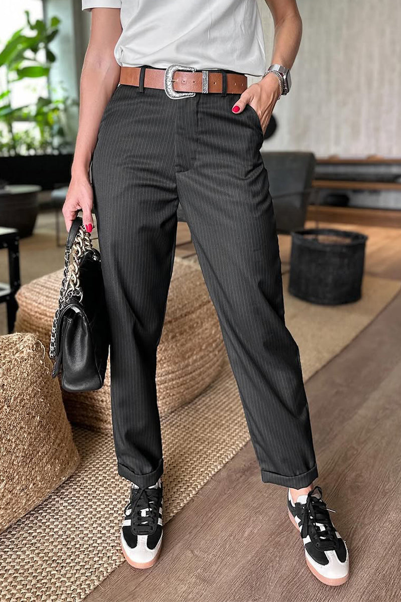 Women's Casual Striped Cropped Suit Pants