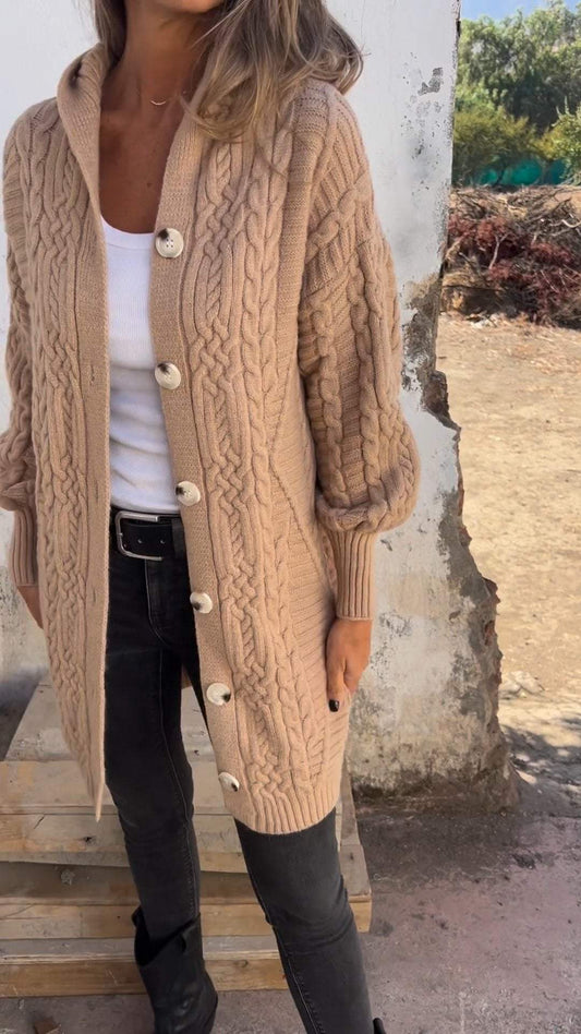 Casual Hooded Knitted Long Jacket