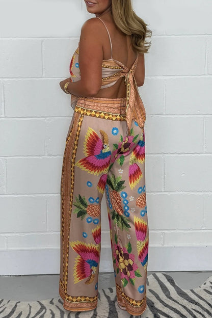 Women's Parrot Print Scarf & Trousers Co-ord