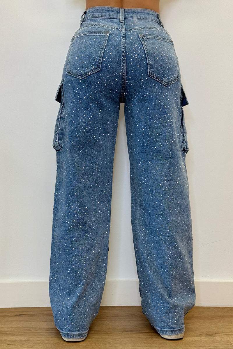 Women's Multi-pocket Rhinestone Casual Jeans