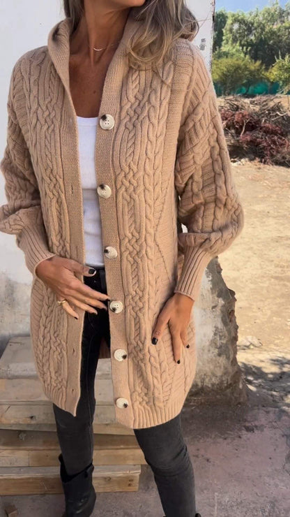 Casual Hooded Knitted Long Jacket