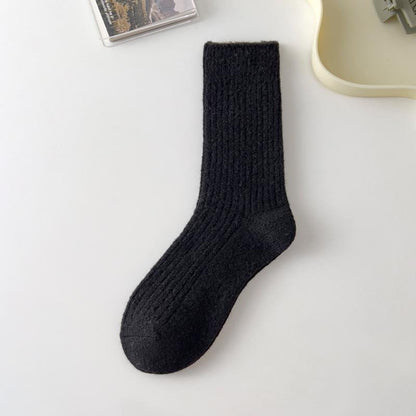 drawstring socks solid color warm mid-rise socks women