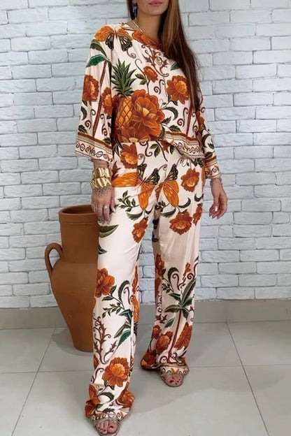 Women's printed satin suit