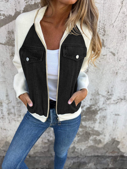 Women Winter Casual V-neck Zipper Jacket