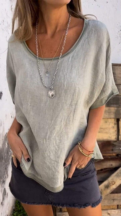 Women Casual Round Neck Short Sleeve Top