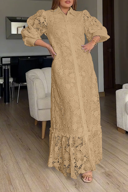 Women's elegant lace shirt dress