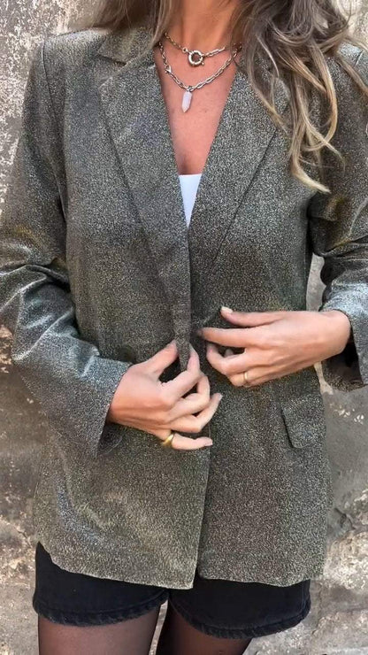 Ladies Wear A Simple Winter Blazer In A Solid Color with Lapels