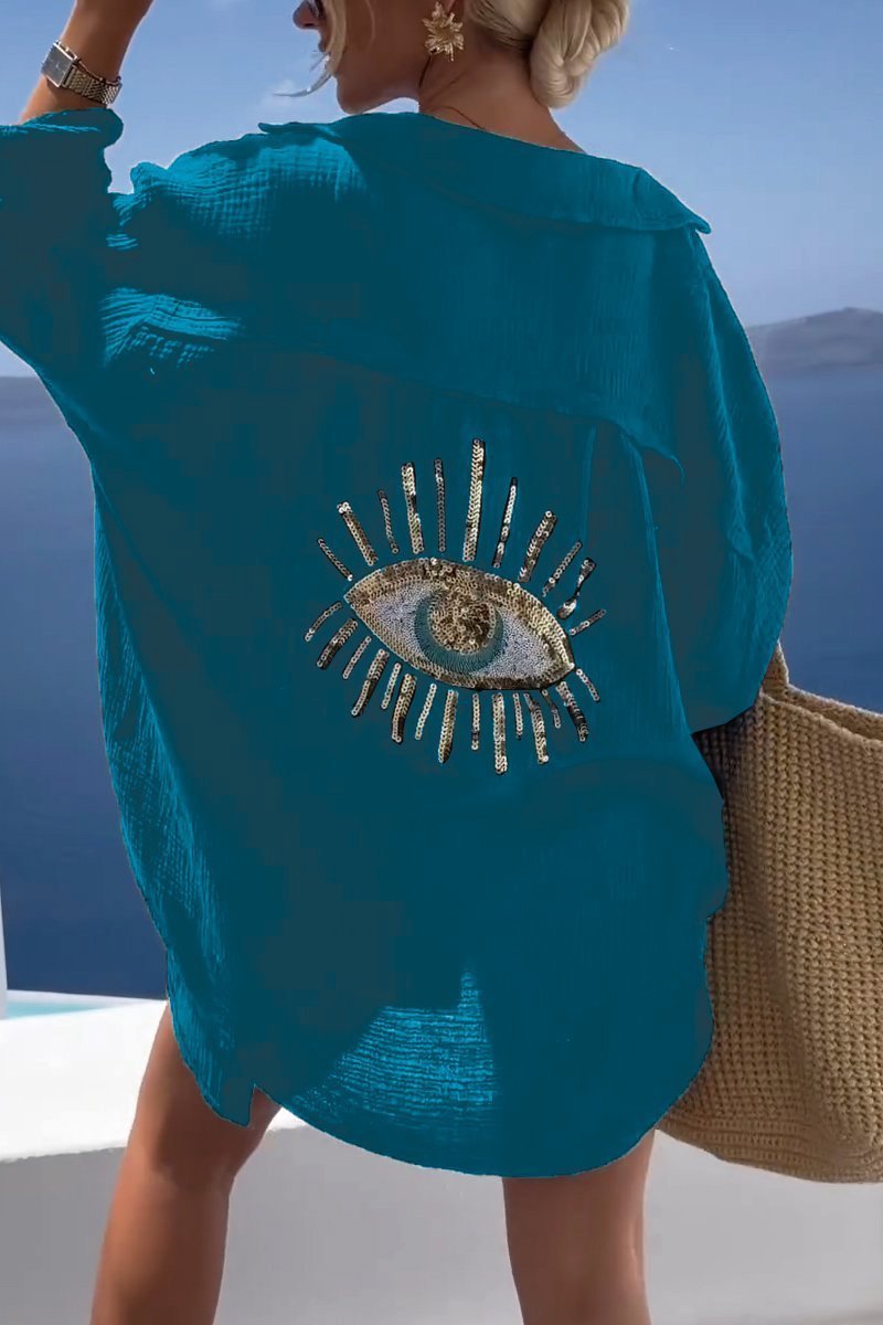 Women Summer casual sequin beaded shirt