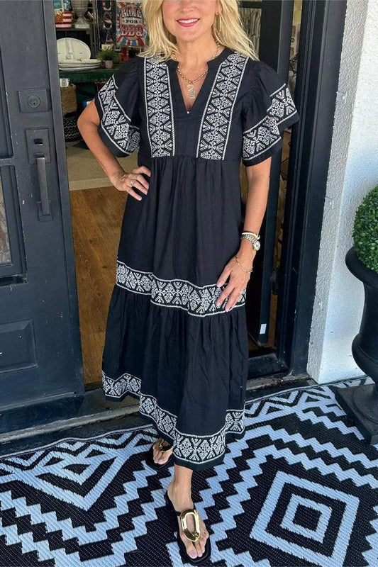 Women's V Neck Bohemian Dress