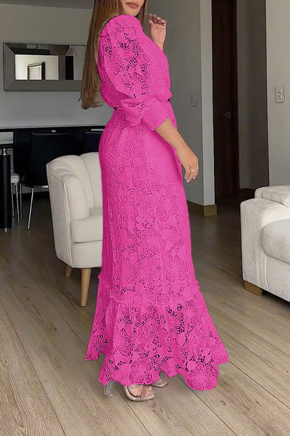 Women's elegant lace shirt dress