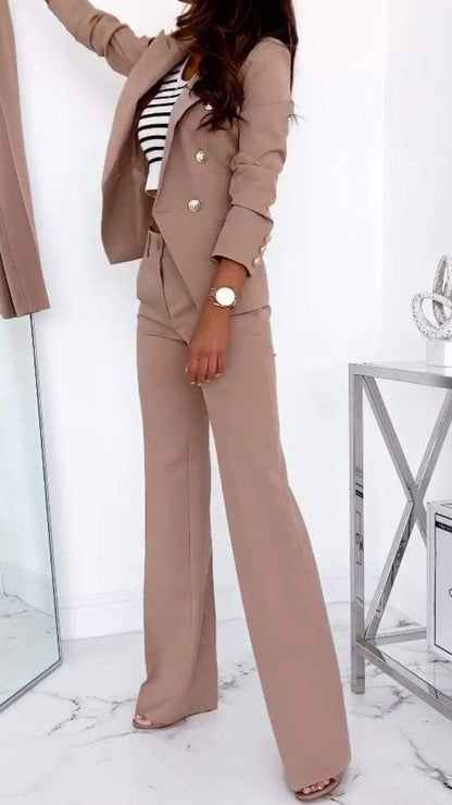 Women Lapel Casual Suit Mid-sleeve Two-piece Suit