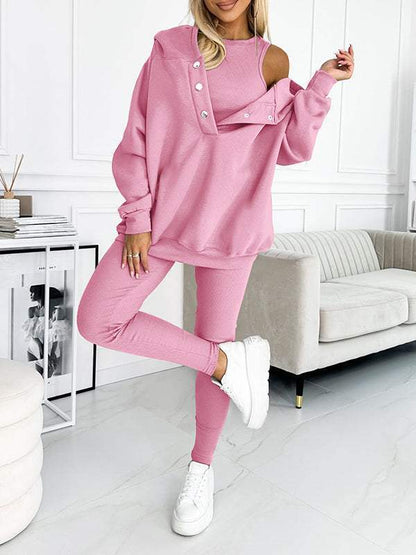 Women Fall&Winter Hooded Casual and Comfortable Sweatshirt Suit