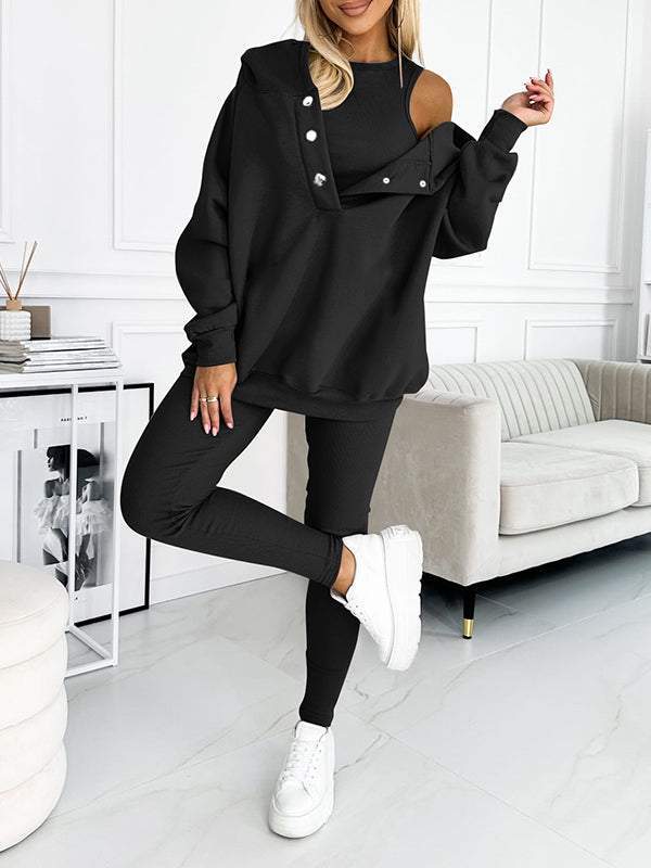 Women Fall&Winter Hooded Casual and Comfortable Sweatshirt Suit