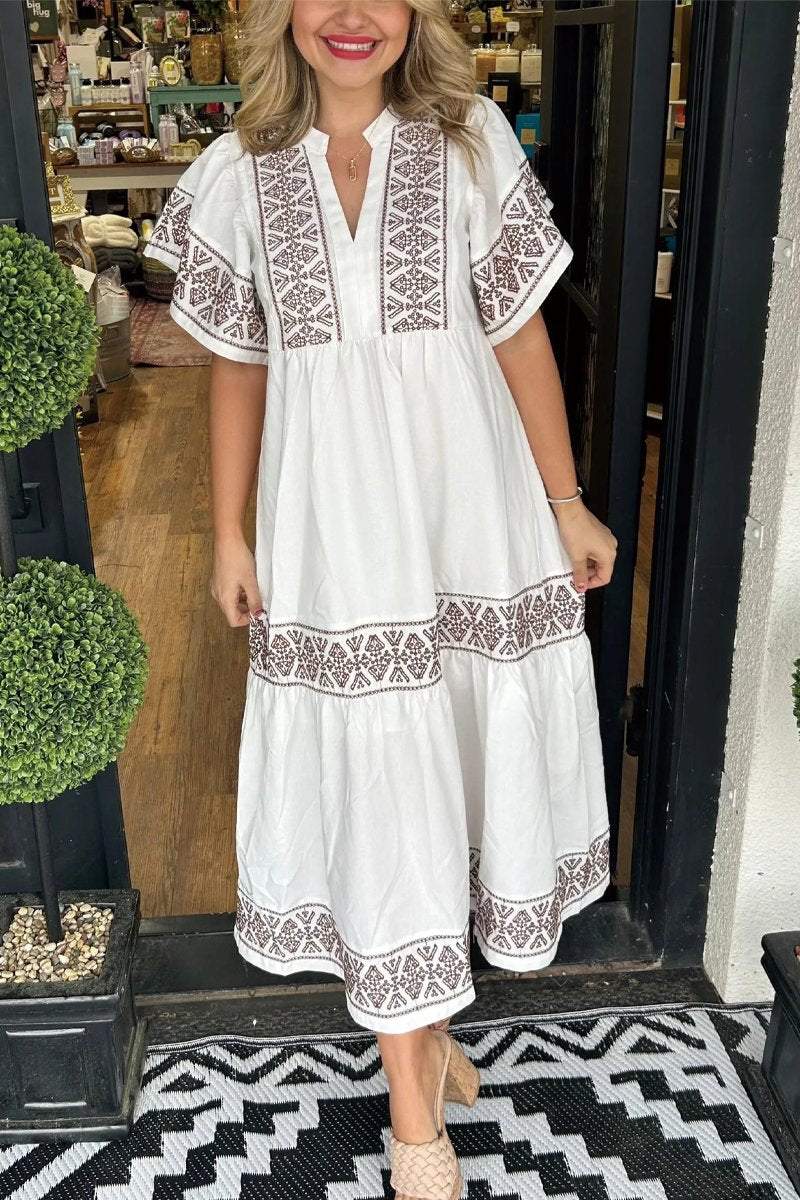 Women's V Neck Bohemian Dress