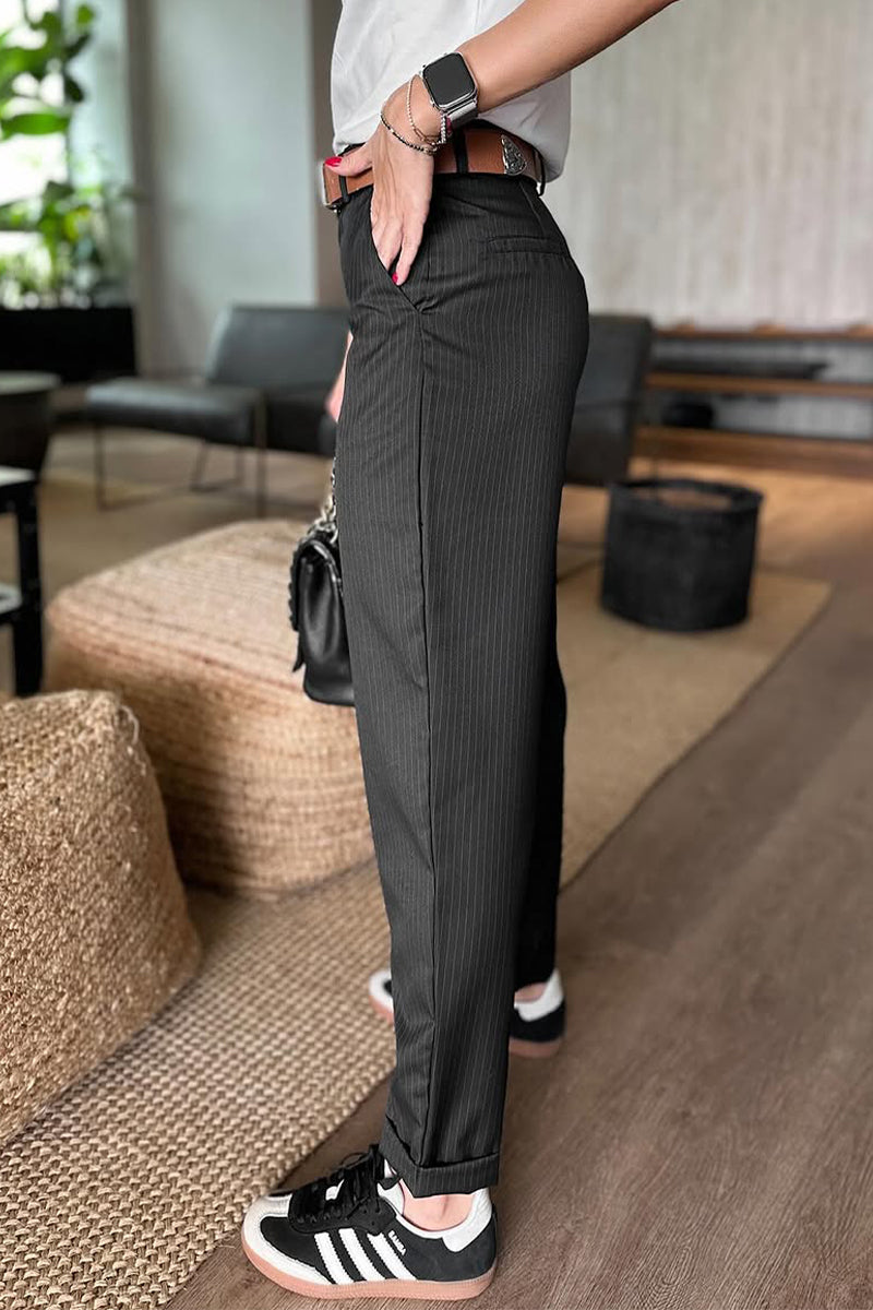 Women's Casual Striped Cropped Suit Pants