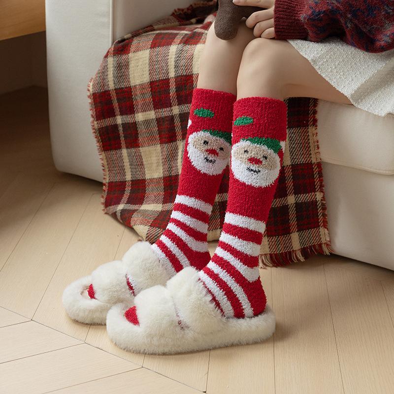 Women's Christmas Non-shedding thickened coral fleece stockings