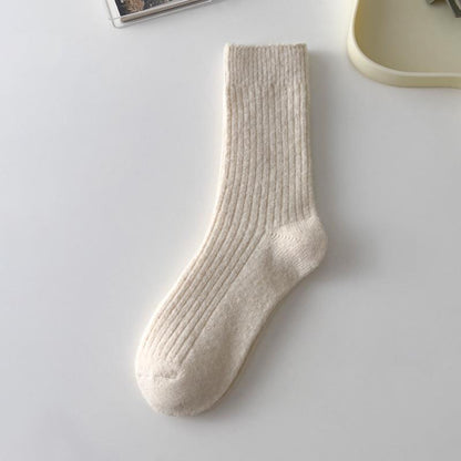 drawstring socks solid color warm mid-rise socks women